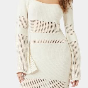 Elegant Cream Knit Sweater Dress